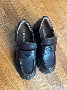 Dream Pairs 
Dark Brown Leather Slip-On Loafers